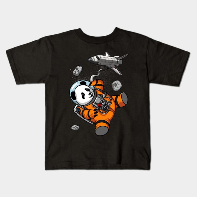 Panda Bear Space Astronaut Kids T-Shirt by underheaven